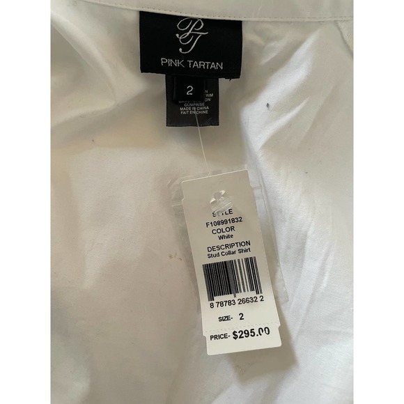 NWT $298 Pink Tartan Womens Button-Up Stud Collar Shirt Long sleeve Sz 2 - Picture 10 of 11